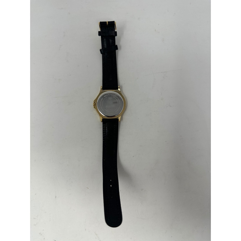 Movado Museum Watch 87-E4-0863 Gold Black Leather Swiss Quartz Minimalist Mens - Picture 4 of 5